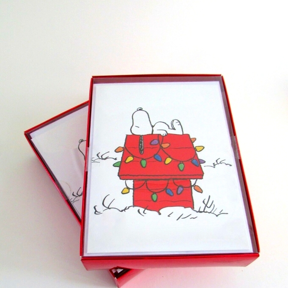 Snoopy "Sleeping on his Dog House" Holiday Boxed Cards NWT - Picture 2 of 7